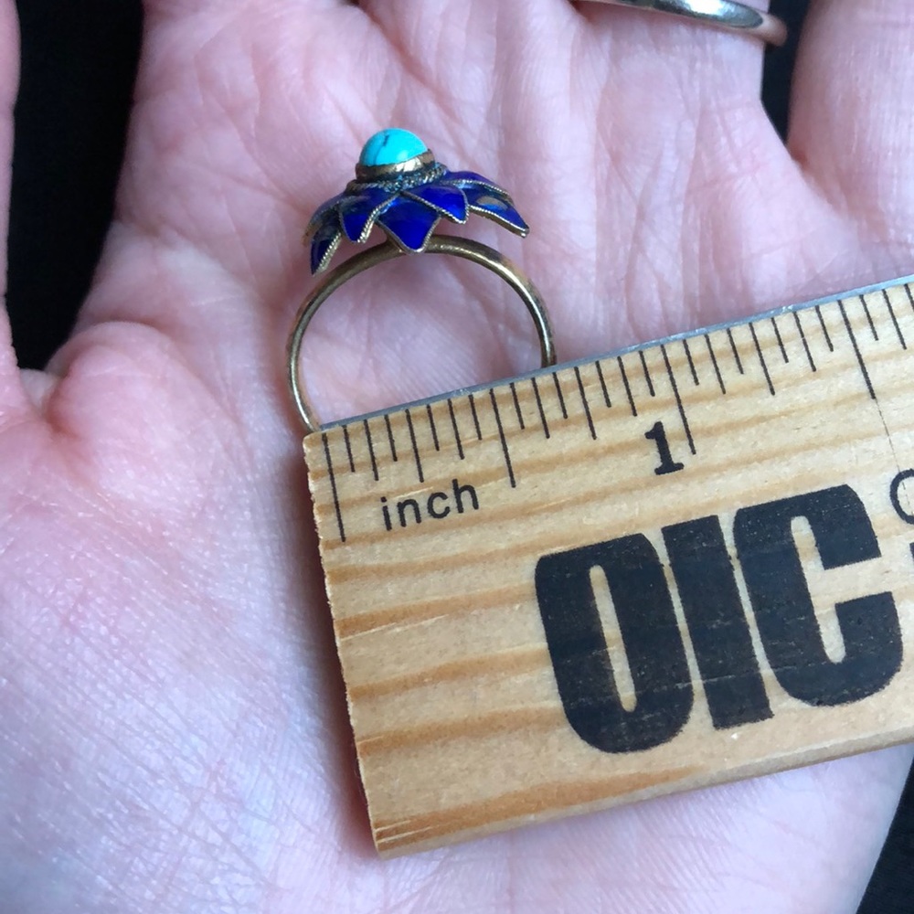 Blue Floral Cloisonne Ring - Picture 10 of 16